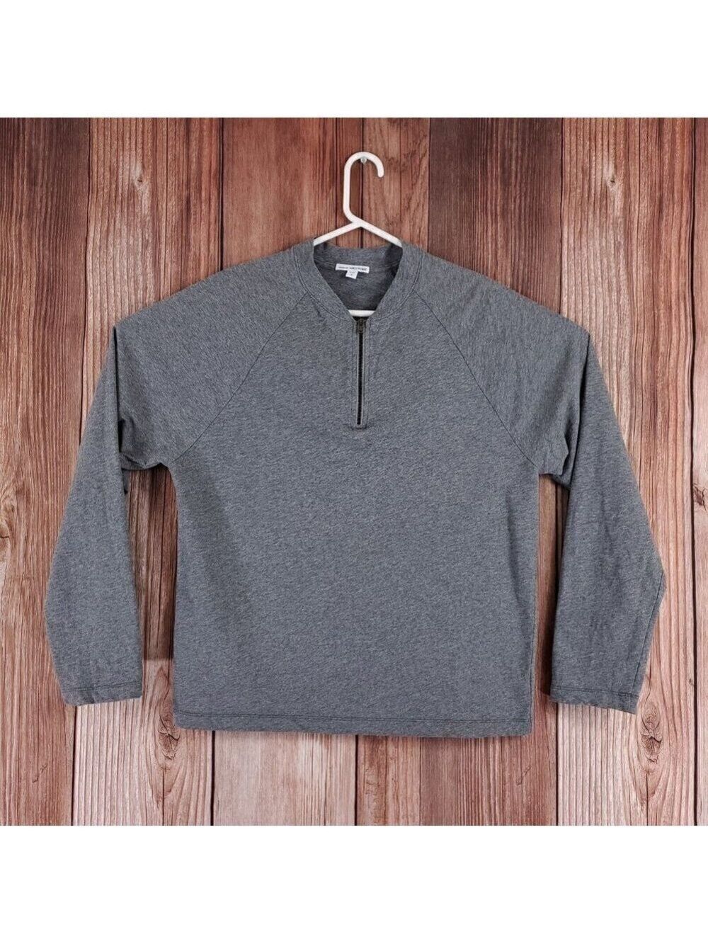 James Perse Mens Sz 2 Medium Regular Fit 1/2 Half Zip Baseball Pullover MFLI3079